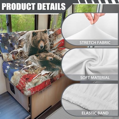 Branch Bear RV Dinette Cushions Replacement Covers, RV Stretch Sofa Seat Slipcovers Dinette Booth Set for Travel Trailer Couch - color: Branch Bear