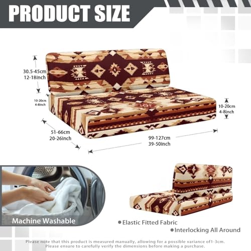 RV Dinette Cushion Covers Brown Aztec Print Camper Cushion Covers Dinette Booth Set Washable RV Couch Covers for Sofa Bed 2 Cushion RV Seat Covers Dinette Cushions Replacement - color: Aztec Brown