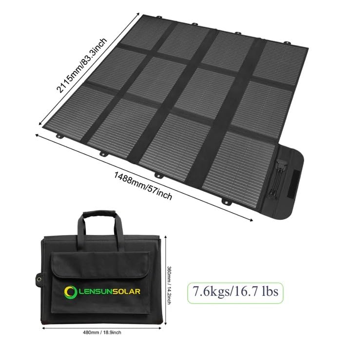 LENSUNSOLAR 300W Solar Blanket Complete Kit Ready to Charge Battery and Solar Generator Portable Lightweight for Camping - size: 300W Blanket
