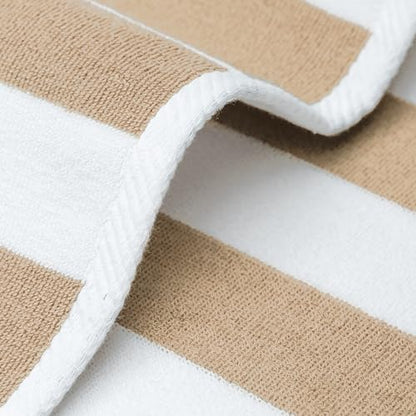 Cotton Paradise, Cabana Stripe Beach Towels 4 Packed, 30x60 inches Extra Large Pool Towels, Soft Absorbent Quick Dry, Beige - color: Beige