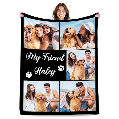Custom Dog Blanket with Photo, Personalized Name Blanket with Picture for Pets Lover Family Women Men, Customized Dog/Cat Loss Sympathy Bereavement Passing Away Gifts/Memorial Gifts for Pet - color: Design14