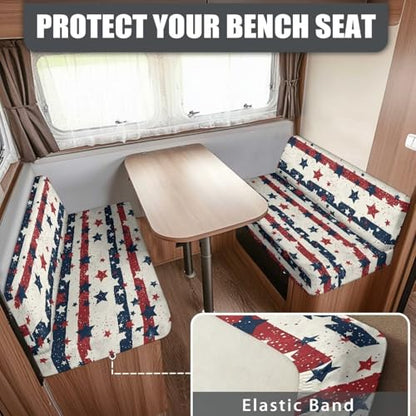 American Stripes RV Dinette Cushion Covers Stretch Camper Seat Cushion Slipcovers - Washable Camper Sofa Cover Furniture Protector for RV Car Bench - color: American Stripes