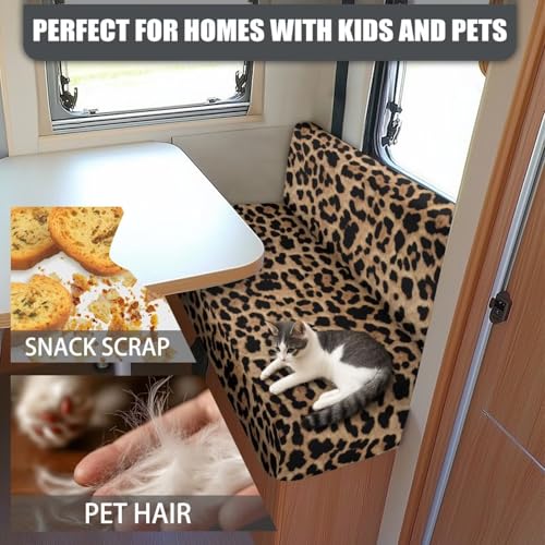 Leopard Print RV Dinette Cushion Covers,Camper Cushion Slipcovers Replacement Sofa Cushions Washable Slipcovers for Travel Trailer Couch Camper Moving Protector - color: Leopard Print