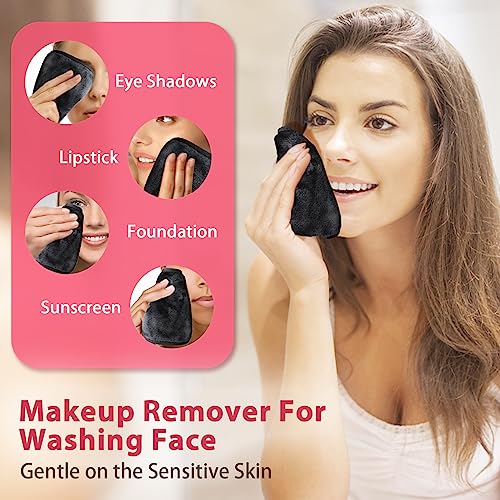 Makeup Remover Cloth, 6" x 6" Makeup Remover Towels Reusable Face Cloth for Washing Face, Makeup Remover Pads Microfiber Face Washcloth with Mesh Bag, 12 Pack, Grey - color: Grey