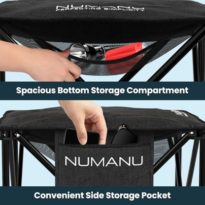 NUMANU Oversized Padded Camping Stool for Adults, Thick Padded 18.5" Heavy Duty Outdoor Camp Chairs with Anti-Slip Feet & Carry Bag, Folding Ottoman Foot Rest for Travel, Max 500lbs - size: 1PK (1x Seat)