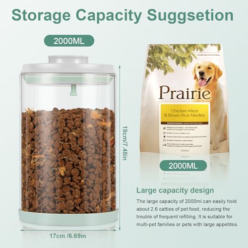 Dog Treat Container Airtight Jar 2.2Qt/2L, Glass Food Jars with One-Touch Lid for Dog or Cat Treats, Kibble, Snacks – Pantry Storage Canister for Kitchen or Countertop (2.2Qt - 2L) - size: 2.2 Qt