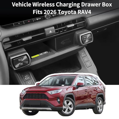 Center Console Organizer Compatible with RAV4 2026 Stable Installation Upper Cubby Drawer Silicone Under Screen Storage Box - size: RAV4-Center Wireless Tray-26
