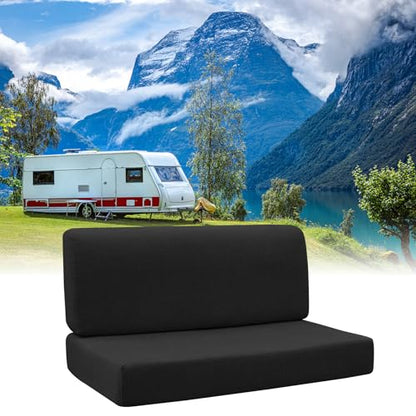 FUANGUI RV Dinette Cushion Covers - Stretch Camper Cushion Booth Seats Replacement - Washable Sofa Furniture Protector (Black, 2 Bench & 2 Backrest Covers) - color: Black