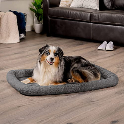 Furhaven Dog Bed for Large Dogs, 100% Washable, Sized to Fit Crates - Sherpa Fleece Bolster Crate Pad - Gray, Extra Large/XL, 42.0"L x 26.0"W x 3.0"Th - color: Gray, size: X-Large