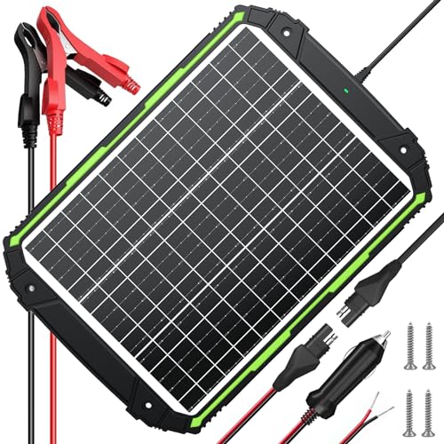 Sun Energise 25W 12V Solar Powered Battery Charger & Maintainer, Built-in Smart MPPT Charge Controller, Waterproof 25 Watt 12 Volt Solar Panel Trickle Charging Kits for Car Auto Boat RV Marine Trailer - color: Green, 25W PRO