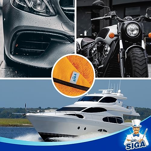 MR.SIGA Professional Premium Microfiber Towels for Cars, Dual-Sided Car Washing and Detailing Towels, Gold, 15.7 x 23.6 inch, 6 Pack