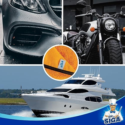 MR.SIGA Professional Premium Microfiber Towels for Cars, Dual-Sided Car Washing and Detailing Towels, Gold, 15.7 x 23.6 inch, 6 Pack