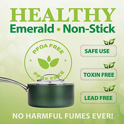 Granitestone Diamond Granite Stone Classic Emerald Pots and Pans Set with Ultra Nonstick Durable Mineral & Diamond Tripple Coated Surface, Stainless Steel Stay Cool Handles, 10 Piece Cookware, Green… - color: Emerald Green