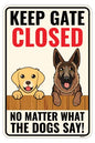 Venicor Dog Keep Gate Closed Sign - 14 x 9 Inches - Aluminum - Dogs on Premises Outdoor Door Sign