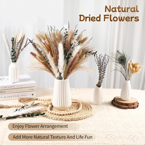 Bpole Dried Pampas Grass Bouquet - 92 Pcs 11-13 inch Pampas Grass Decor with Bunny Tails,Eucalyptus & Lavender Dried Boho Flowers for Vase Wedding Home Table Decor,Rustic Farmhouse Party - size: 11-13 inch 92PCS