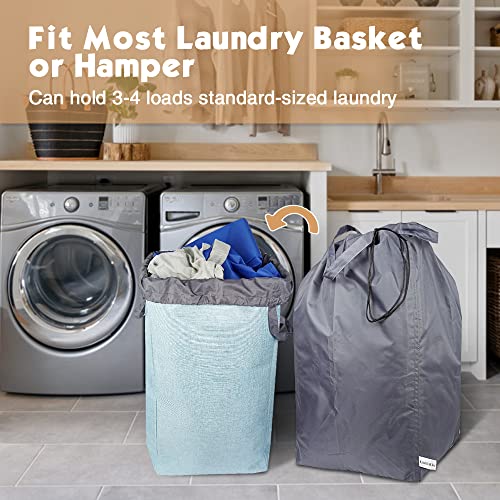 Washable Travel Laundry Bag with Handles and Drawstring, Heavy Duty Large Enough to Hold 3 Loads of Laundry, Fit a Laundry Basket or Clothes Hamper, 27.5x34.5 in,Grey and Black - color: Grey and Black (1 Pack)