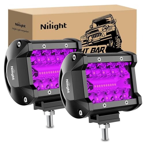 Nilight 4 Inch LED Light Pods Purple Triple Row 2PCS 60W Flood Spot Combo Off Road Driving Decoration Neon Hunting Lighting for UTV Pick-up Van Boat Tractor - color: Purple Led Pods, size: Led Pods