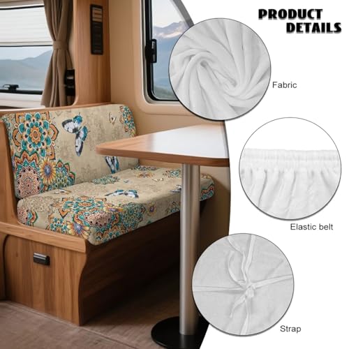 Boho Mandala Butterfly Pattern 2 Pcs RV Dinette Cushion Covers Anti-Slip Camper Cushion Slipcover Pet-Friendly RV Couch Cover Sofa Slipover for Travel Trailer Couch - color: Boho Mandala Butterfly