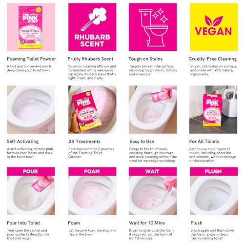 Stardrops The Pink Stuff Miracle Power Foaming Toilet Cleaner – Self-Activating Formula for Deep Cleaning, Stain Removal, and a Fresh Shine – Bathroom Essential - size: 7 Ounce (Pack of 3)