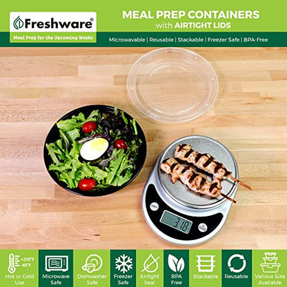 Freshware Meal Prep Containers with lids [150 Pack] Food Storage Containers, Bento Box, BPA-Free, Stackable, Microwave, Dishwasher, Freezer Safe, 32 Oz, Black - size: 28OZ-150PK