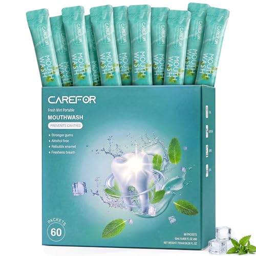 Mouthwash Travel Size Portable 60 Individual Disposable Packets to Go, Alcohol & Fluoride Free Fresh Mint Mouthwash Strips for Superior Oral Hygiene (Pack of 60) - color: Green, size: 0.01 Fl Oz (Pack of 60)