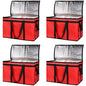 Bodaon 4-Pack Insulated Food Delivery Bag, XXX-Large Meal Grocery Tote Insulation Bag for Hot and cold Food, Commercial, Large Capacity Reusable Warming Bag, Red - color: Red, size: XXX-Large