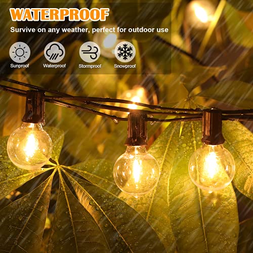 Brightever 100ft Outdoor G40 LED Globe String Lights Dimmable Waterproof Shatterproof Light Strings with 52 Bulbs Connectable Commercial Hanging Lights for Patio House Backyard Balcony - size: 100 FT