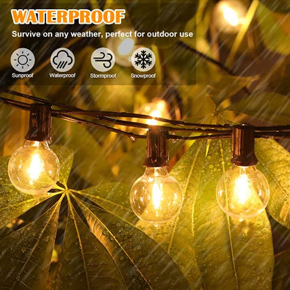 Brightever 100ft Outdoor G40 LED Globe String Lights Dimmable Waterproof Shatterproof Light Strings with 52 Bulbs Connectable Commercial Hanging Lights for Patio House Backyard Balcony - size: 100 FT
