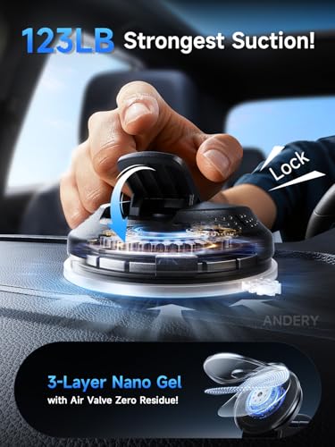 ANDERY Car Phone Holder for MagSafe [360° Adjustable Memory Alloy Arm | 2400gf Strongest Magnetic Power] Bendable Car Mount, Phone Holders for Your Car for iPhone 17-12 Pro Max Air Plus All Smartphone