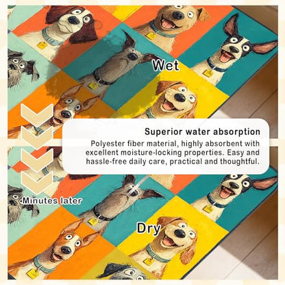 Nuxovilar Pet Food Mat Dog Supplies Vibrant Canine-Portrait Polyester (23.62×17.71 inches) Bowl Water Spill Pad Feeding Essentials for Dining Area, Pet Space, Kitchen - color: LU13720