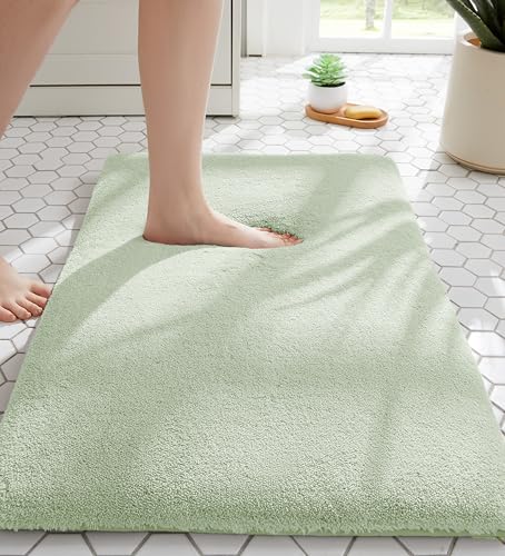 MINIDEAR Bathroom Rugs 24x17 Sage Green - Thick Memory Foam Bath Mat, Ultra Soft & Plush Fluffy, Non-Slip, Quick Dry, Absorbent Washable Floor Microfiber Mat for Tub, Home Decor Accessories - color: Sage Green, size: 1'5" x 2' (24x17)