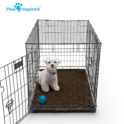 Paw Inspired Washable Padded Crate Mats for Dogs | 35” x 22” Pad, Fits 36-inch Kennels | Leakproof, Waterproof Bottom, Plush Pet Beds (Dark Brown) - color: Dark Brown, size: 36 Inch