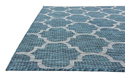 Unique Loom Outdoor Trellis Collection Area Rug (5' 3" x 8' Rectangle, Teal/ Gray) - color: Teal/Gray, size: 5'3" x 8' (Rectangular)
