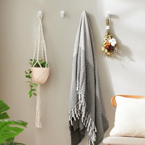 Felidio Wood Wall Hooks, 4 Pack Coat Hooks Wall Mounted, Rustic Wooden Heavy Duty Robe Hook Hat Rack, Hook for Hanging Bathroom Towels Clothes Hanger (White) - color: White - 4 Pack