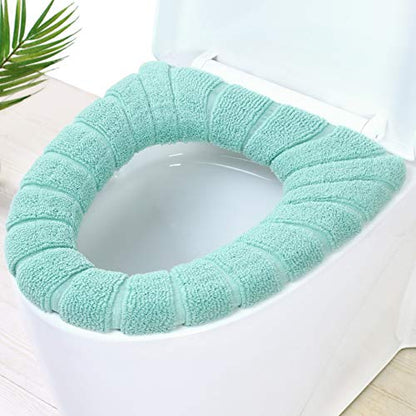 Bathroom Soft Thicker Warmer Stretchable Washable Cloth Toilet Seat Cover Pads 3PCS - color: 3color