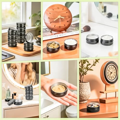 30Pack 2oz Tin Jars, 60ml Metal Tin cans, 2Ounce Aluminum tin can jar Containers with Screw Lid for Lotion Bars, Spices, Salve, Balms, Beard Balm, Toiletries, Creams, Samples, Makeup Cosmetic - color: Black 30pack