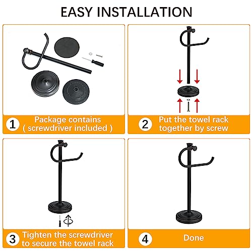 BESy 17 Inch Oil Rubbed Bronze Stand Towel Bar Hanger Hand Towel Bar Bathroom Vanity Countertop Towel Holder Free Standing Stainless Steel Towel Ring Hardware Accessories Towel Rack - color: Bronze