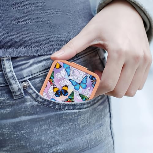 Compact Mirror for Purse, Double-Sided 1X/2X Magnifying Metal Pocket Makeup Mirrors(Square, Rose Gold Butterfly) - color: Rose Gold 14