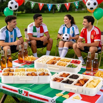 LUXEAR 2Pack 8-Compartment Snackle Box - Airtight Leakproof Divided Food Tray with Lid & Handle, BPA-Free Dishwasher Safe for Picnic, Fridge, Travel, Party, Ideal for Charcuterie & Food Storage - size: 2pack white