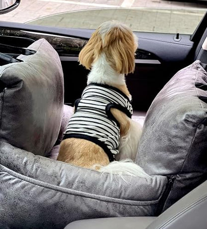 Alansma Portable Car Dog Crate Detachable Seat Belt Fastening Car Dog Kennel Seats Suitable for Small and Medium-Sized Dogs and Cats, Grey, Medium