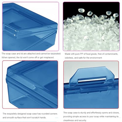 Soap Container, Shower Square Bar Holder Fit Handmade Soap, Travel Soap Case (Blue) - color: Blue