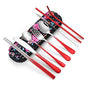 Travel Utensils,Reusable Silverware Set To Go Portable Cutlery Set with a Waterproof Carrying Case for Lunch Boxes Workplace Camping Picnic (GraRed) - color: Gradient Red+ TeaSpoon