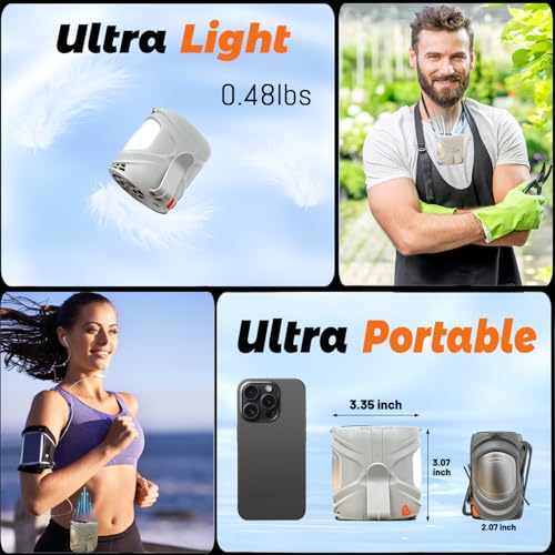 2026 AI Portable Waist Fan, Personal Fan Rechargeable With 6-Speed 16000RPM Strong Airflow, 40H Runtime Wearable Belt Cooler, Hands-Free Shirt/Belt/Neck Fan for Camping, Jobsite, Outdoor (Grey) - color: Grey