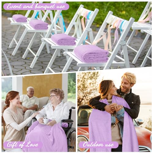 Buryeah 6 Pcs Flannel Throw Blanket Bulk 50 x 60 in Sleepover Blanket Outdoor Wedding Throw Lightweight, Oeko-tex Standard 100 Certified for Sofa Homeless Gifts (Lavender Purple) - color: Lavender Purple