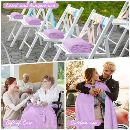 Buryeah 6 Pcs Flannel Throw Blanket Bulk 50 x 60 in Sleepover Blanket Outdoor Wedding Throw Lightweight, Oeko-tex Standard 100 Certified for Sofa Homeless Gifts (Lavender Purple) - color: Lavender Purple
