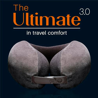 Go Travel Ultimate 3.0 Travel Pillow, Deluxe Memory Foam Neck Pillow with Magnetic Closure and Side Pocket, Ideal for Commute, Airplane, Car & Bus, Travel Essentials, Made in USA, Dark Gray