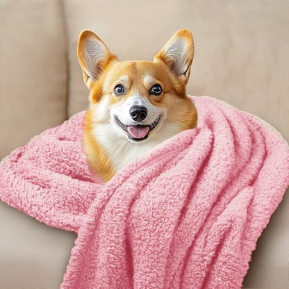 1 Pack 3 Calming Blankets Fluffy Premium Fleece Pet Blanket Soft Sherpa Throw for Dog Puppy Cat HazeBlue/Pink/Grey Large (41" x31") - color: Hazeblue/Pink/Grey, size: Large (Pack of 3)