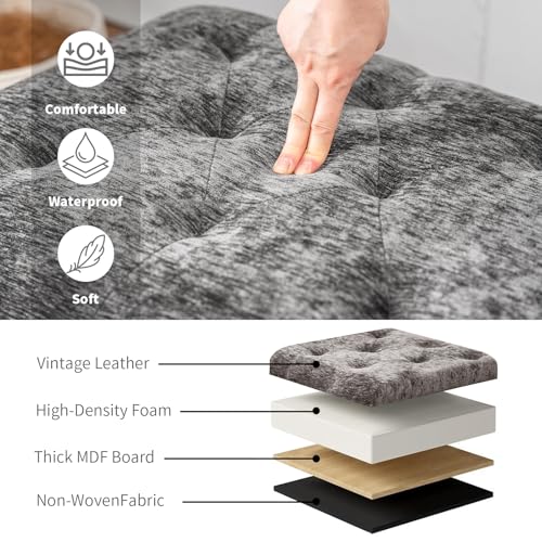 Joveco Storage Ottoman Bench, Rectangle 24" Velvet Foot Rest Stool Square Footstool for Living Room, Bedroom, Charcoal Grey - color: Charcoal Grey