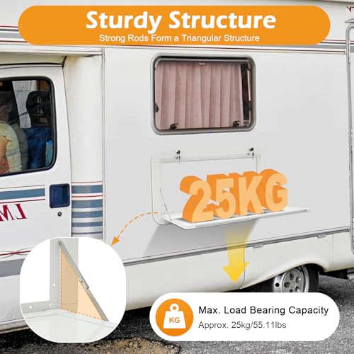 Wall Mounted Folding Table for RV, Foldable Caravan External Table, Folding Table External Hanging Table,Camper Van Picnic Table, Hanging Dining Table for Caravans, Vans, Truck Campers