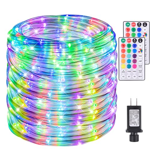 Nazuwke 200Ft Rope Lights Outdoor, 18 Colors Changing 610 LED String Lights Plug in with Remote, IP68 Waterproof Twinkle Fairy Light Rope Lighting Indoor for Bedroom Patio Christmas Halloween Decor - size: 200FT